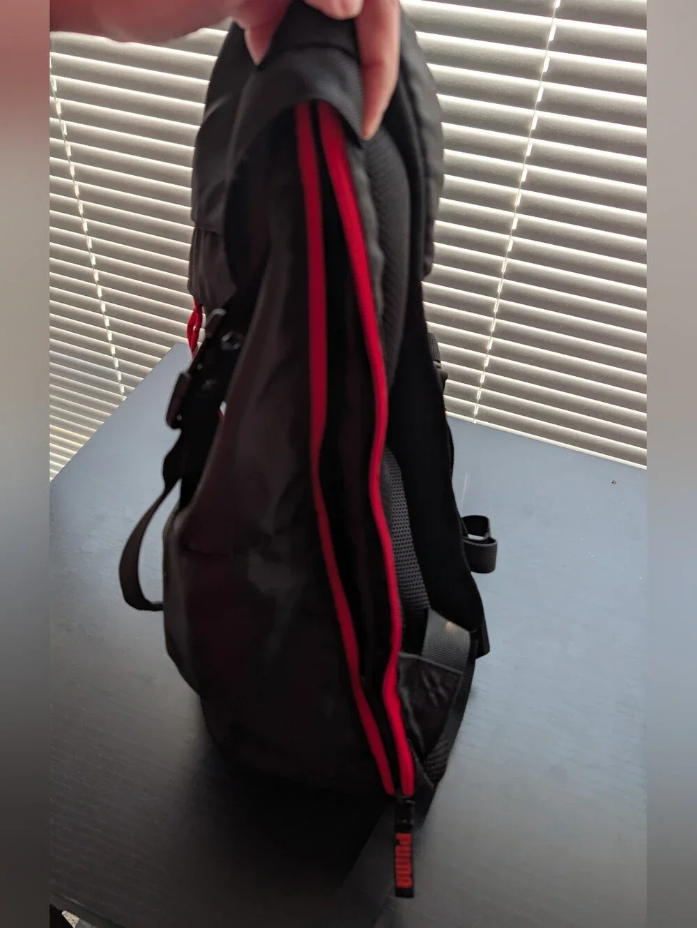 Puma Black Backpack with Drawstring And Red Accent